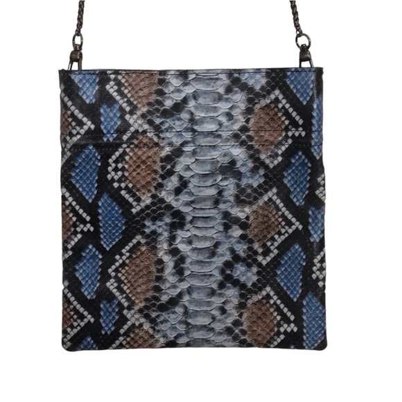 Free People Blue & Brown Snakeskin Pattern Chain Strap Crossbody Purse N… - Picture 14 of 14